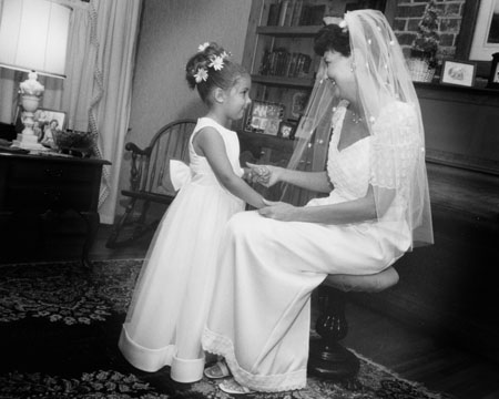 bride and flower girl